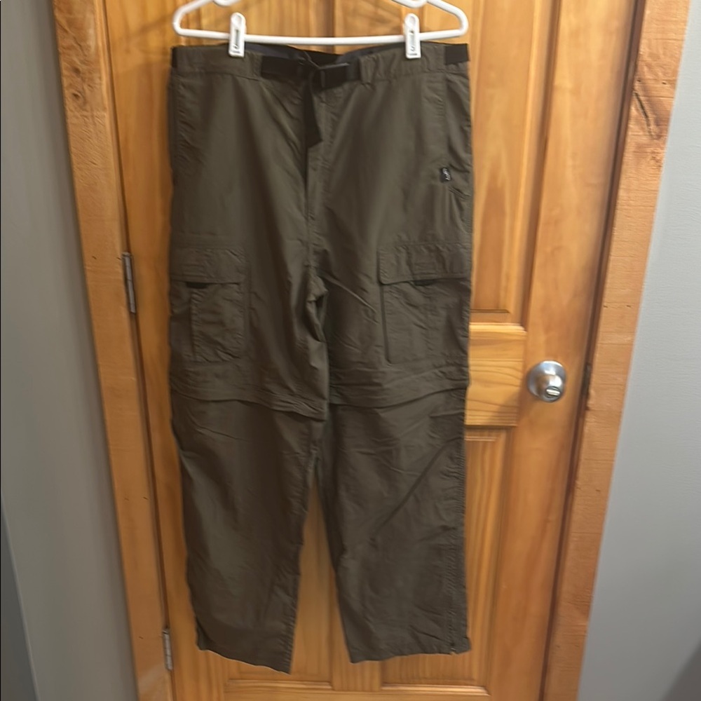 2 pair of Eastern Mountain Sports Green/brown Convertible Cargo Pants 36